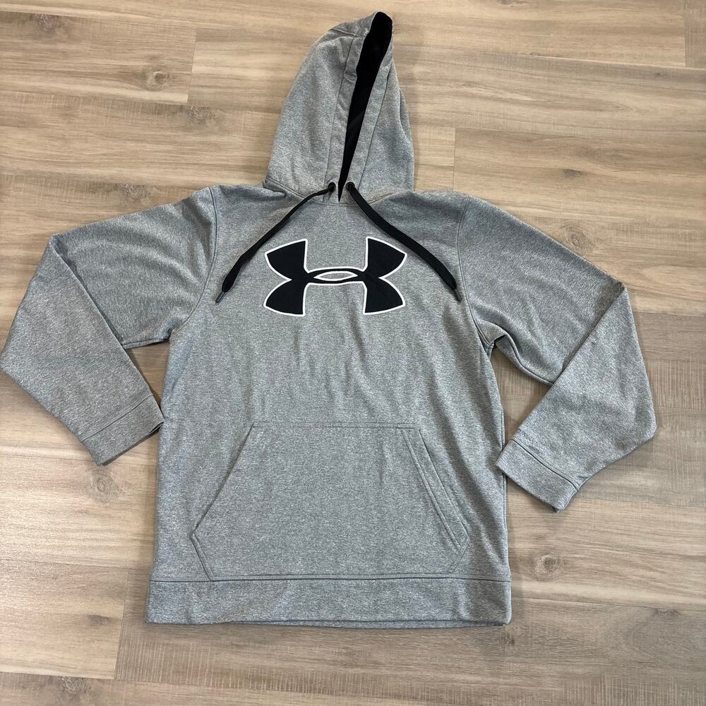 Under Armour Hoodie Sweatshirt Mens Size Small Loose Fit Grey Black